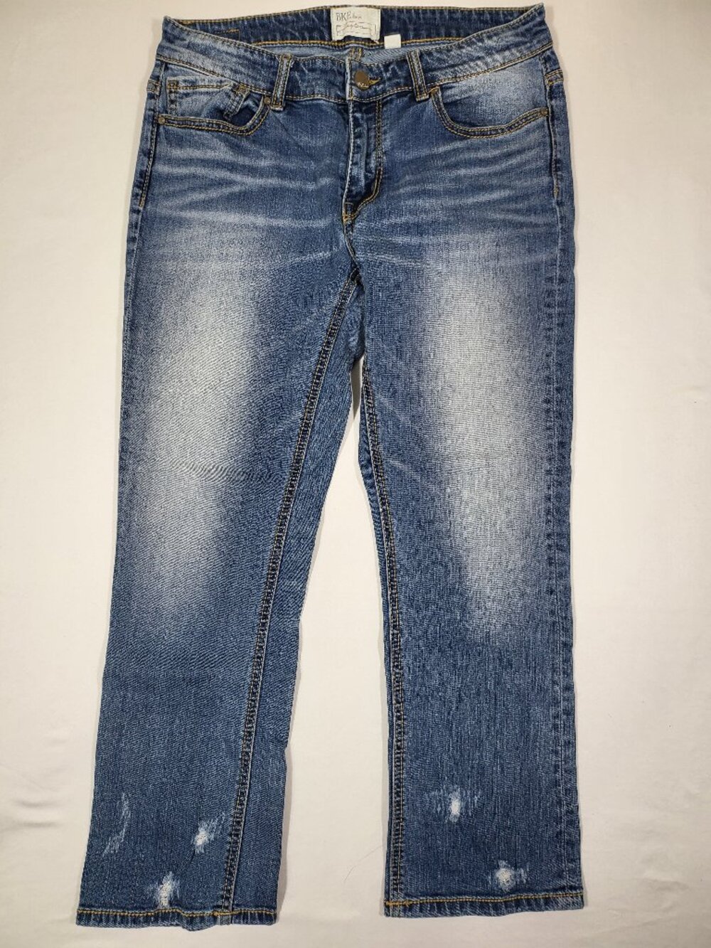 BKE Denim Payton Mid Rise Straight Leg Distressed Jeans Size 28